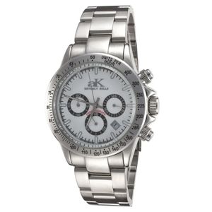 Adee Kaye Men's Stainless Steel Sports White Chronograph Watch